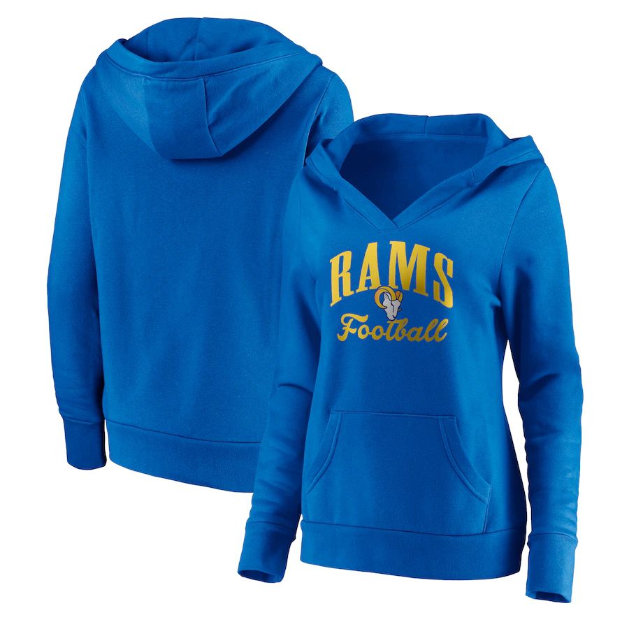 Women Los Angeles Rams Fanatics Branded Royal Victory Script V-Neck Pullover Hoodie